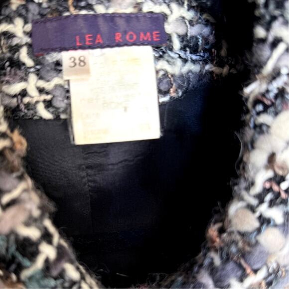 Lea Rome Women's Blazer Gray Wool Boucle France size 38 Small Twee Office Chic - Picture 6 of 8
